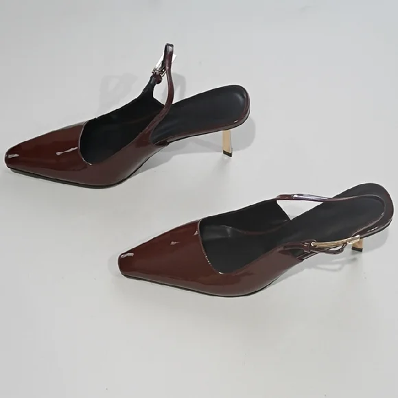 Iiimmu Chic Brown Slingback Heels Size 10 - Picture 4 of 14